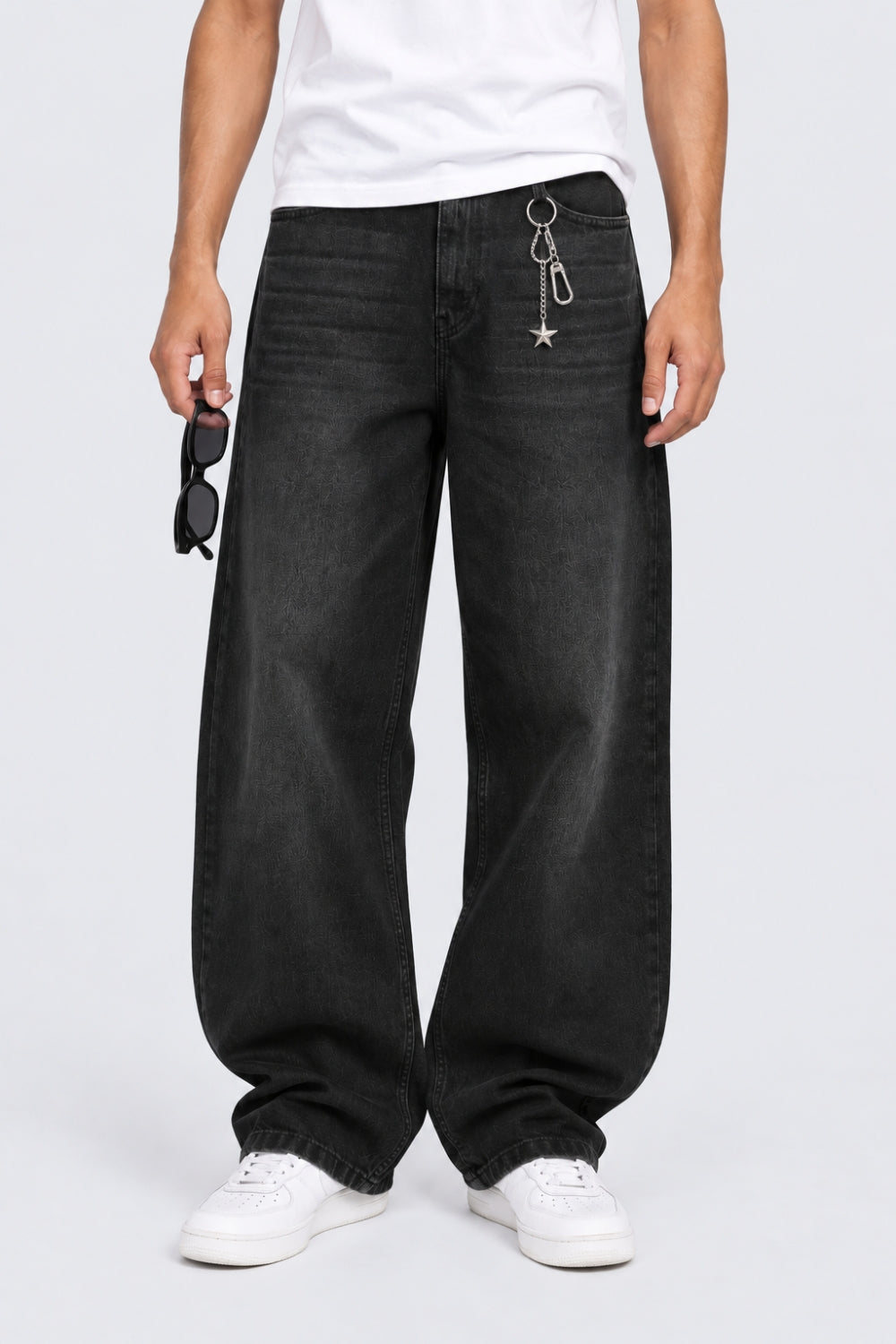 Mens Baggy Fit Black Jeans With 5 Pocket - Image 1