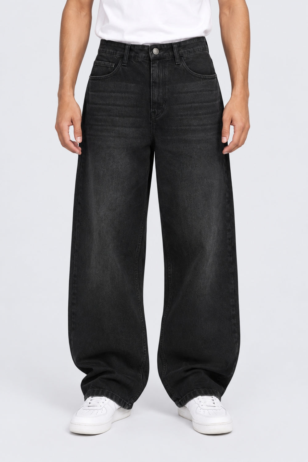 Mens Baggy Fit Black Jeans With 5 Pocket - Image 2