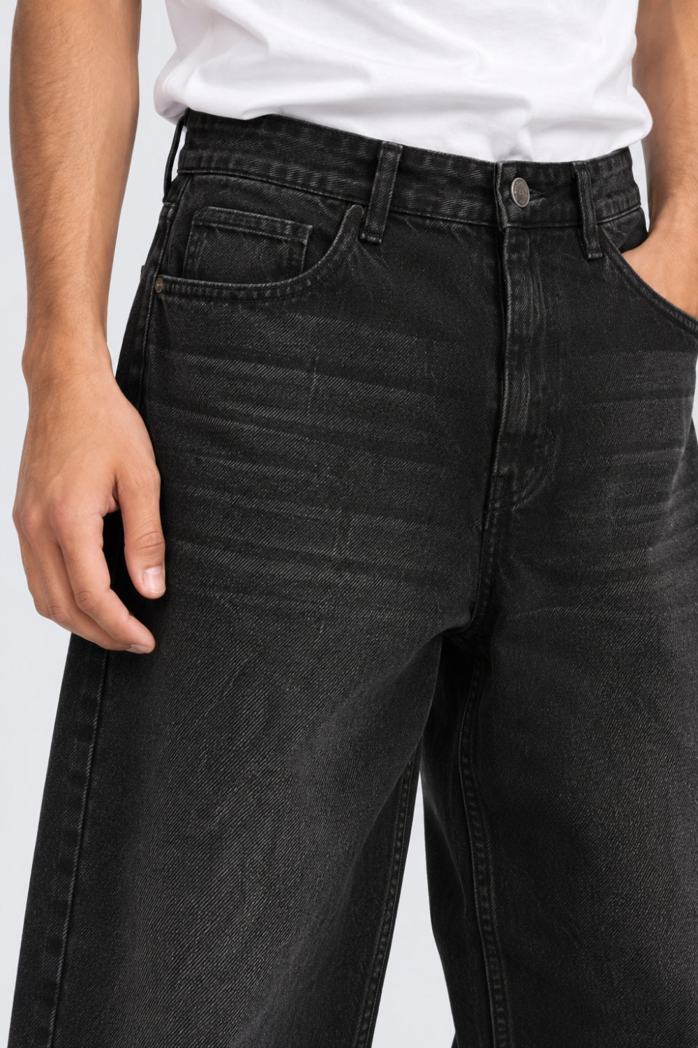 Mens Baggy Fit Black Jeans With 5 Pocket - Image 3