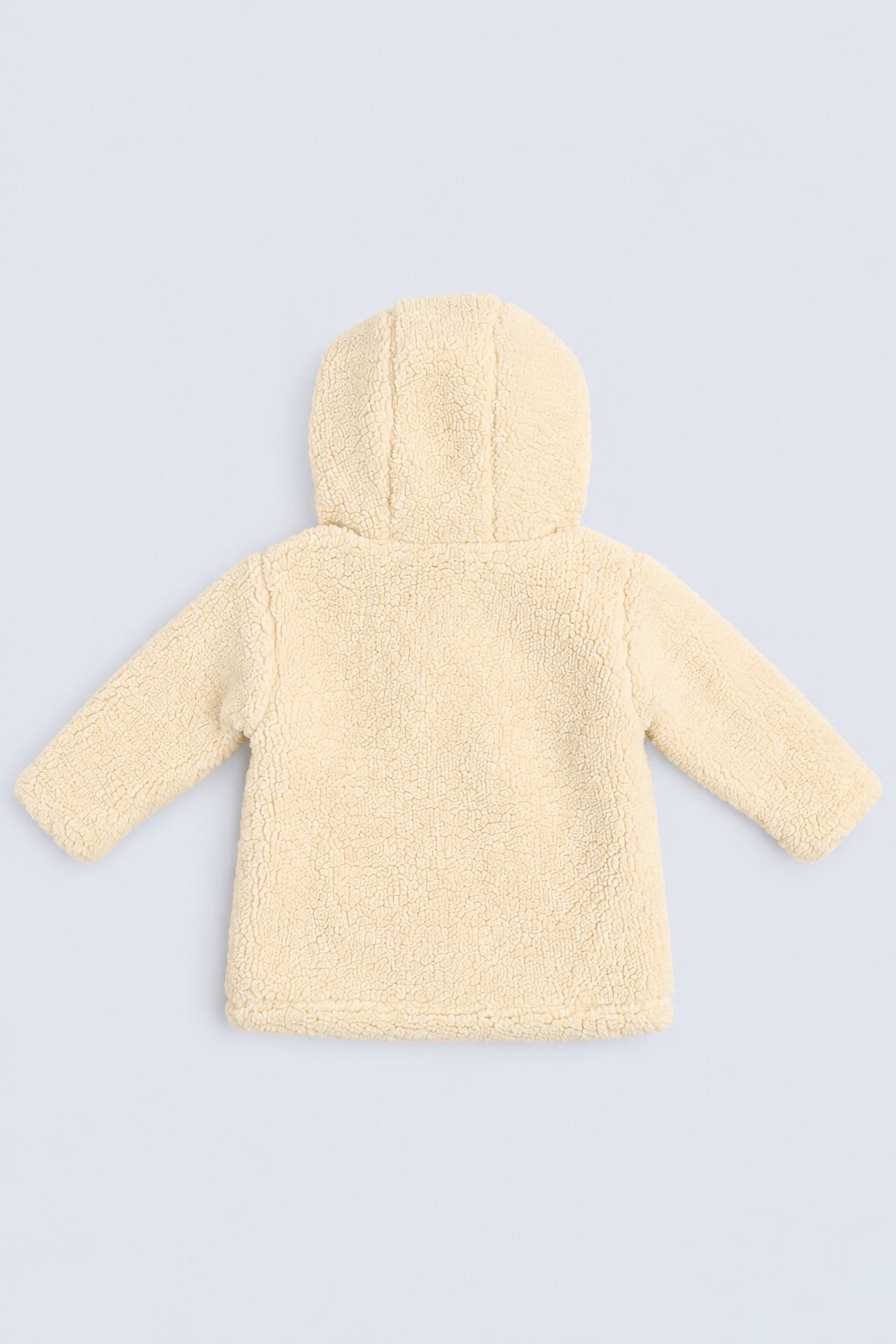 Infant Girls Cream Embroidered Sherpa Hooded Jacket - Image 3