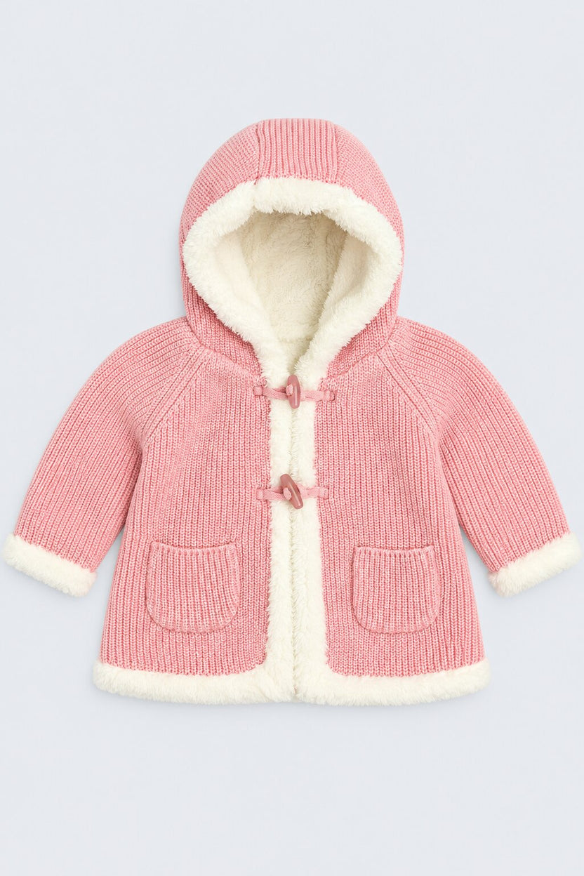 Infant Girls Peach Textured Jacket - Image 2