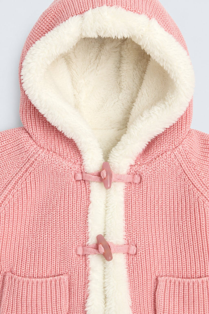 Infant Girls Peach Textured Jacket - Image 4