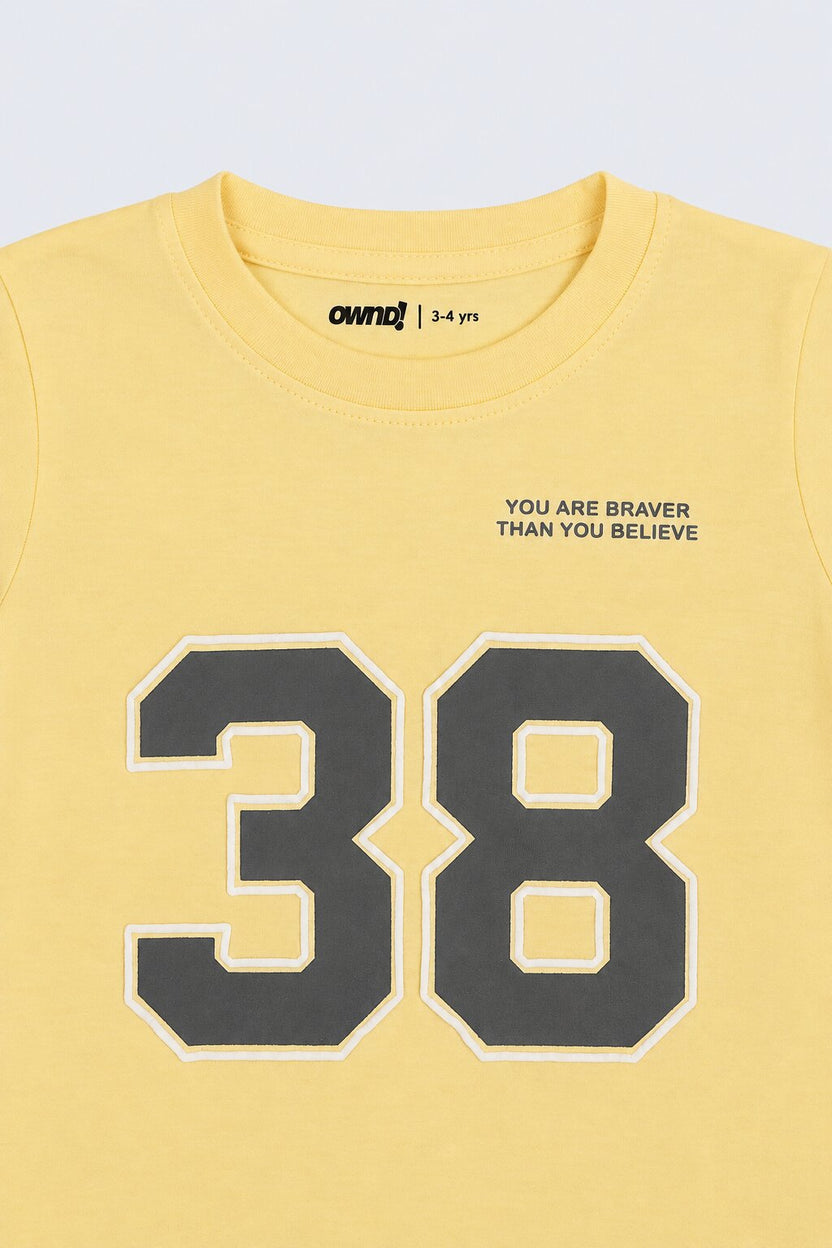 Boys Yellow Number Printed T-Shirt With Shorts Set - Image 6