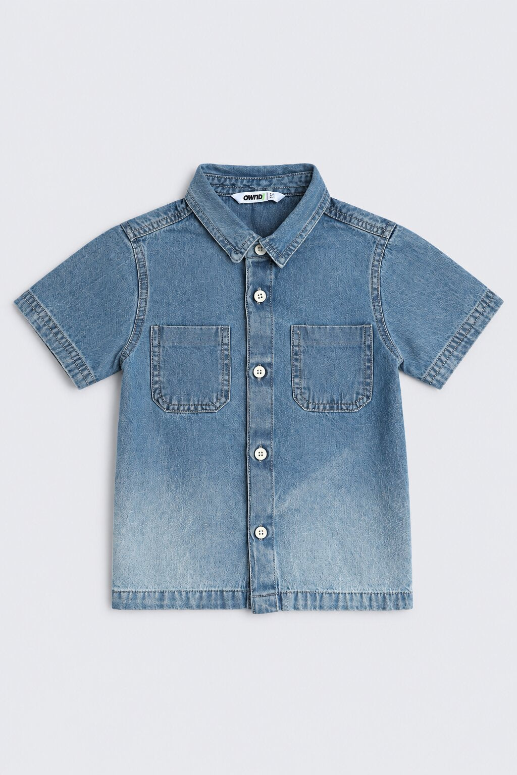 Boys Blue Washed Denim Shirt and Shorts Set - Image 2