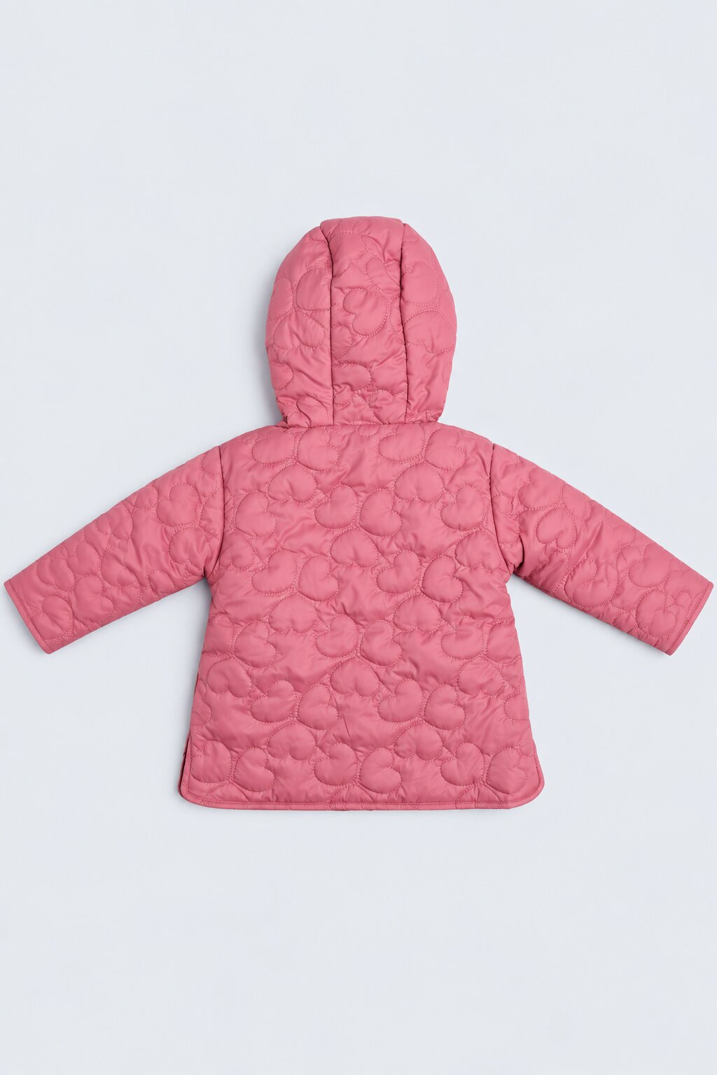 Girls Pink Quilted Hooded Puffer Jacket - Image 3