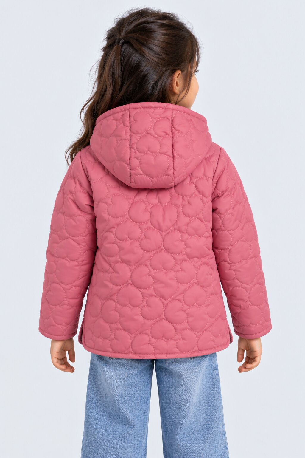 Girls Pink Quilted Hooded Puffer Jacket - Image 4