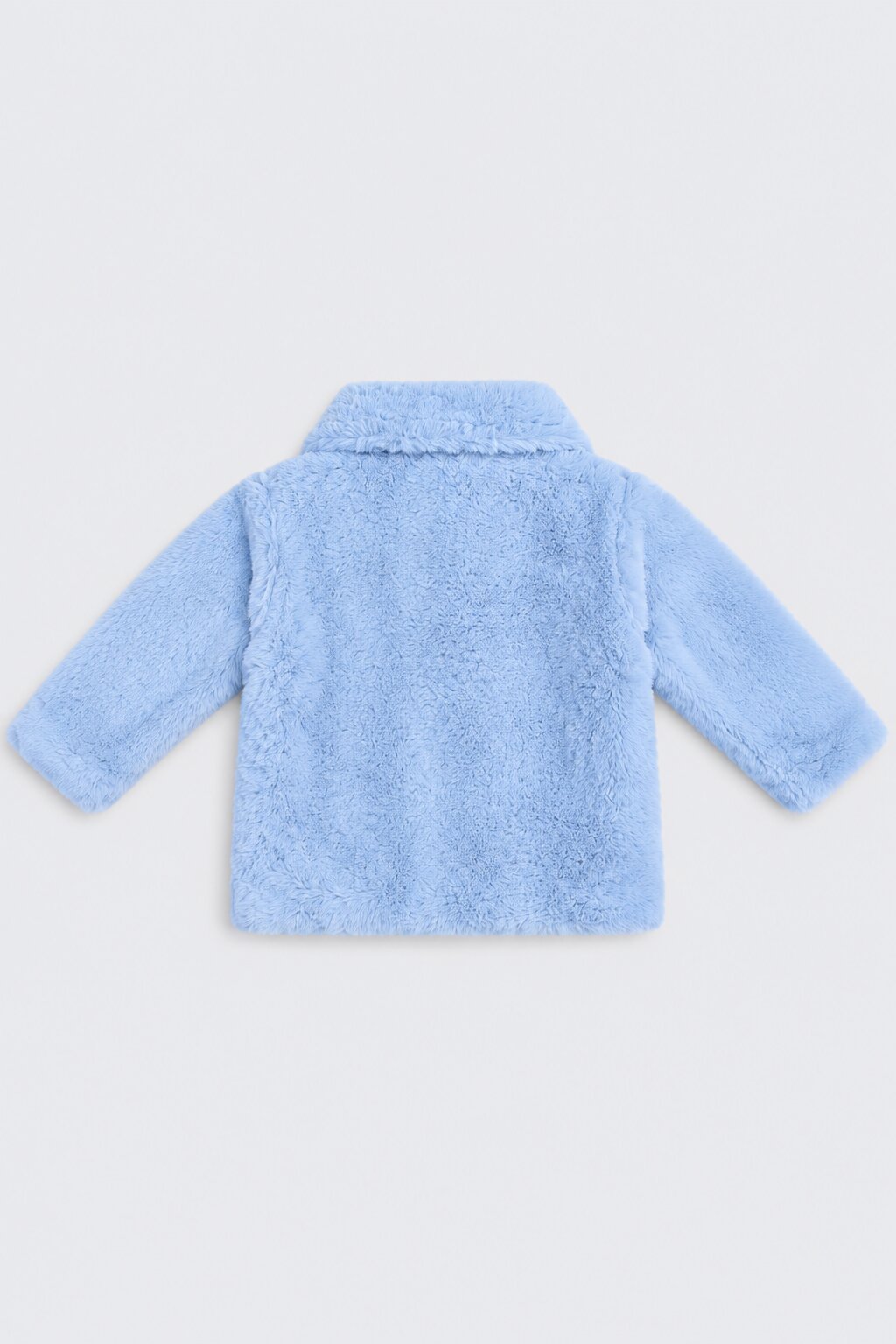 Girls Blue Fur Button Front Jacket - Image 3