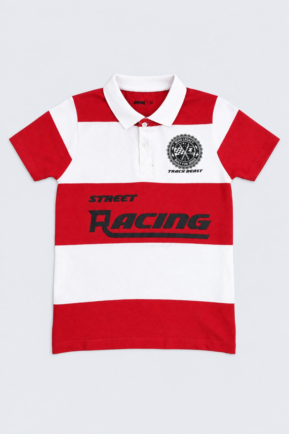 Tweens Boy Red Colorblock Printed Polo T-Shirt - Image 2