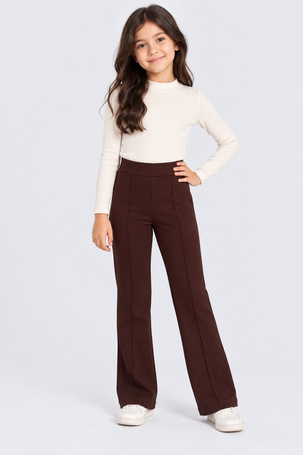 Tweens Girls Brown Flared Pant - Image 1