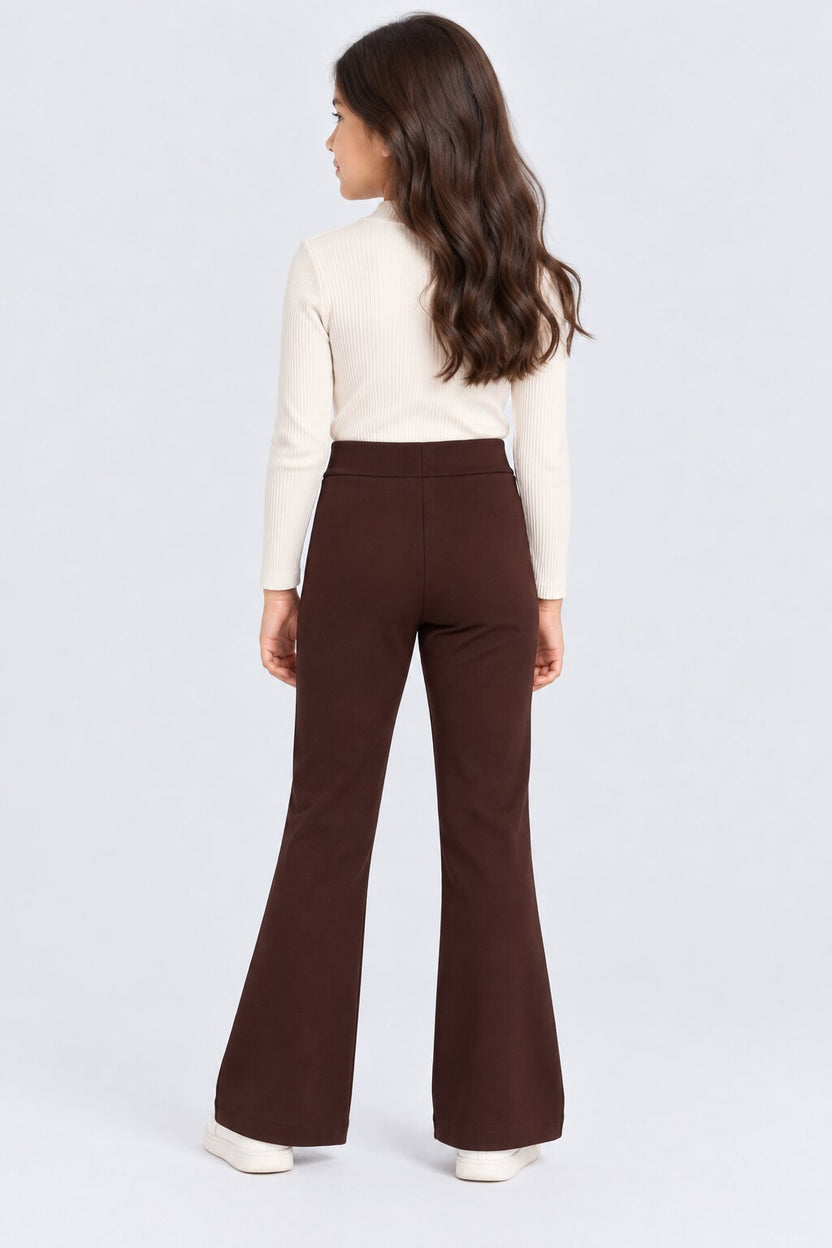 Tweens Girls Brown Flared Pant - Image 4