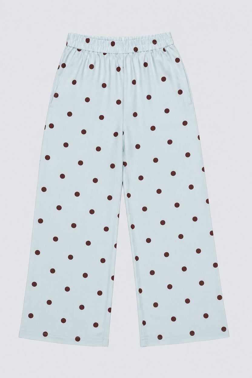 Tweens Girl Regular Fit Light Blue Polka Dot Pants - Image 3