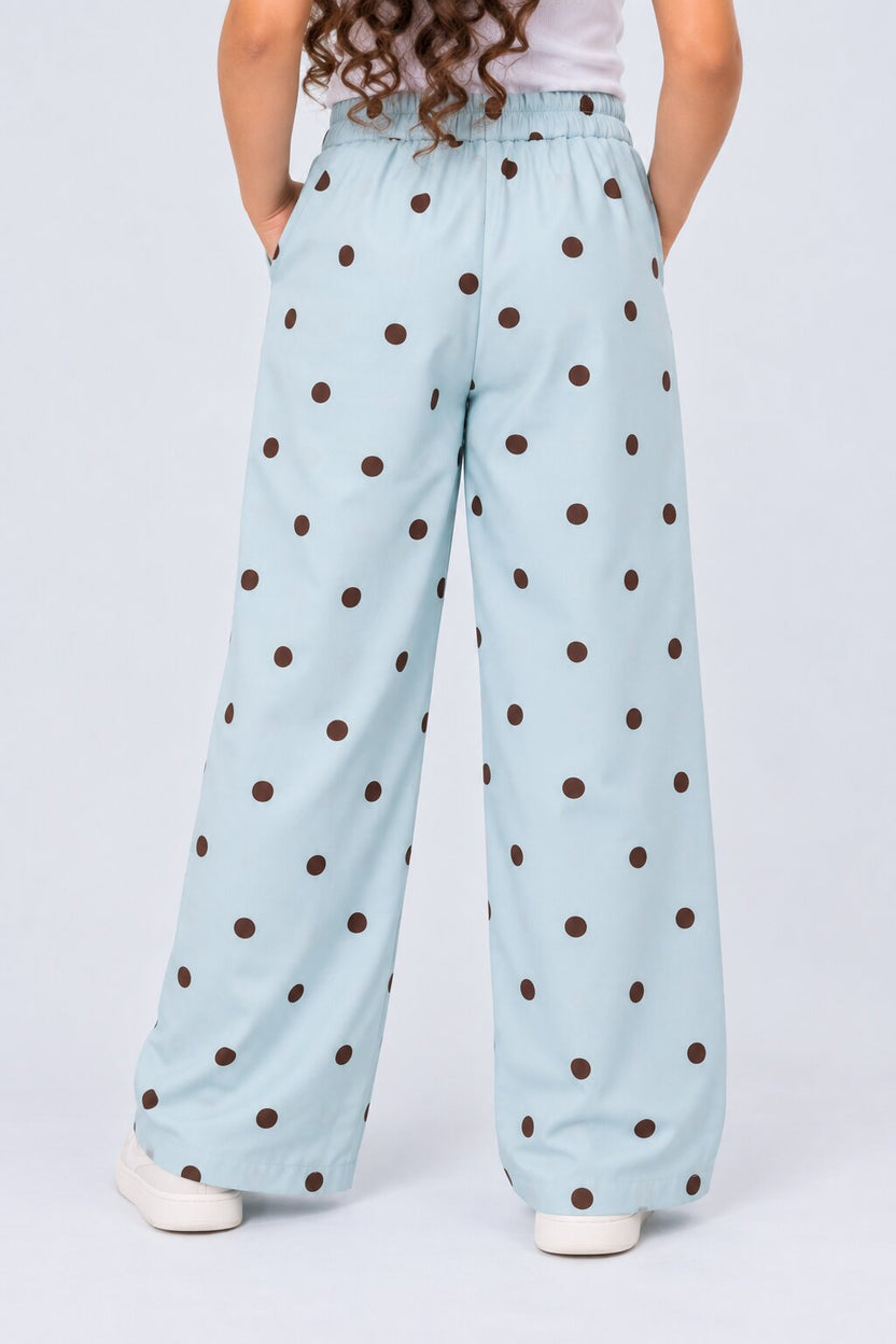 Tweens Girl Regular Fit Light Blue Polka Dot Pants - Image 4