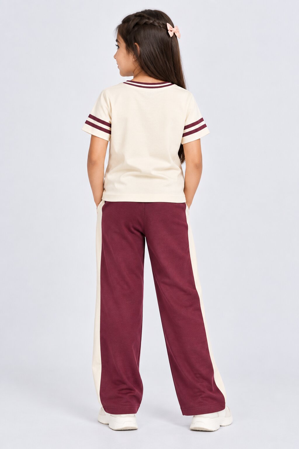 Tweens Girl Maroon Printed T-Shirt With Pant Set - Image 4
