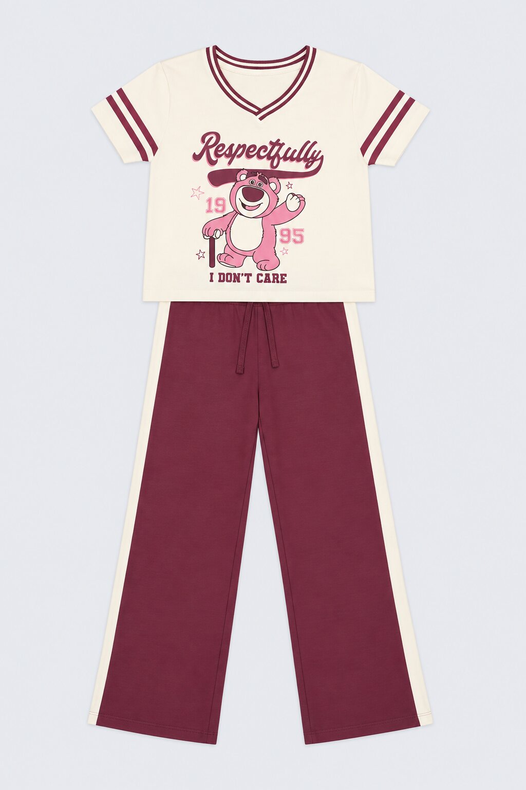 Tweens Girl Maroon Printed T-Shirt With Pant Set - Image 6
