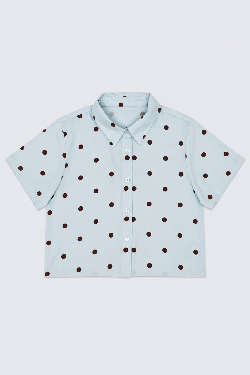 Tweens Girls Regular Fit Light Blue Polka Dot Shirt - Image 2