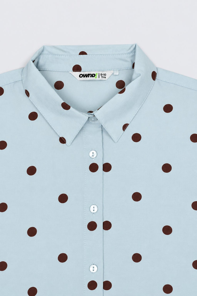 Tweens Girls Regular Fit Light Blue Polka Dot Shirt - Image 6