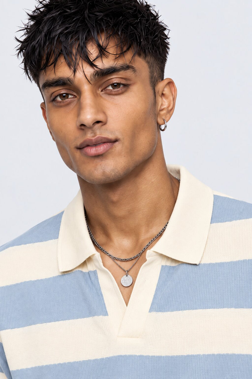 Mens Regular Fit Light Blue Striped Sweatshirt - Image 3