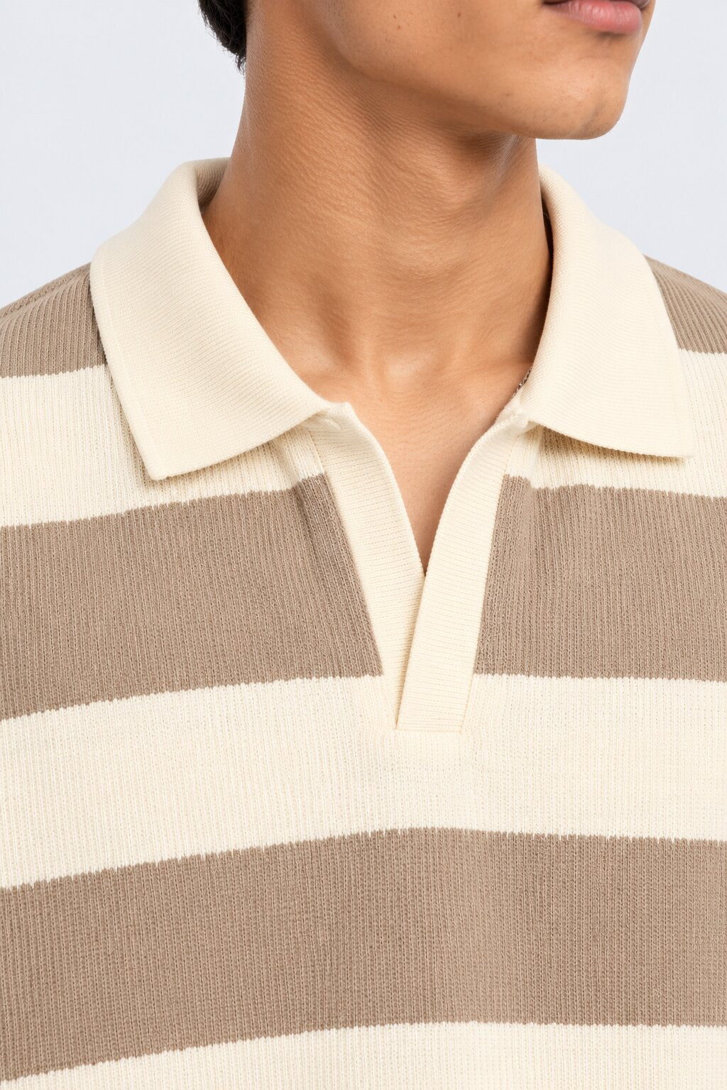 Mens Regular Fit Beige Striped Sweatshirt - Image 3
