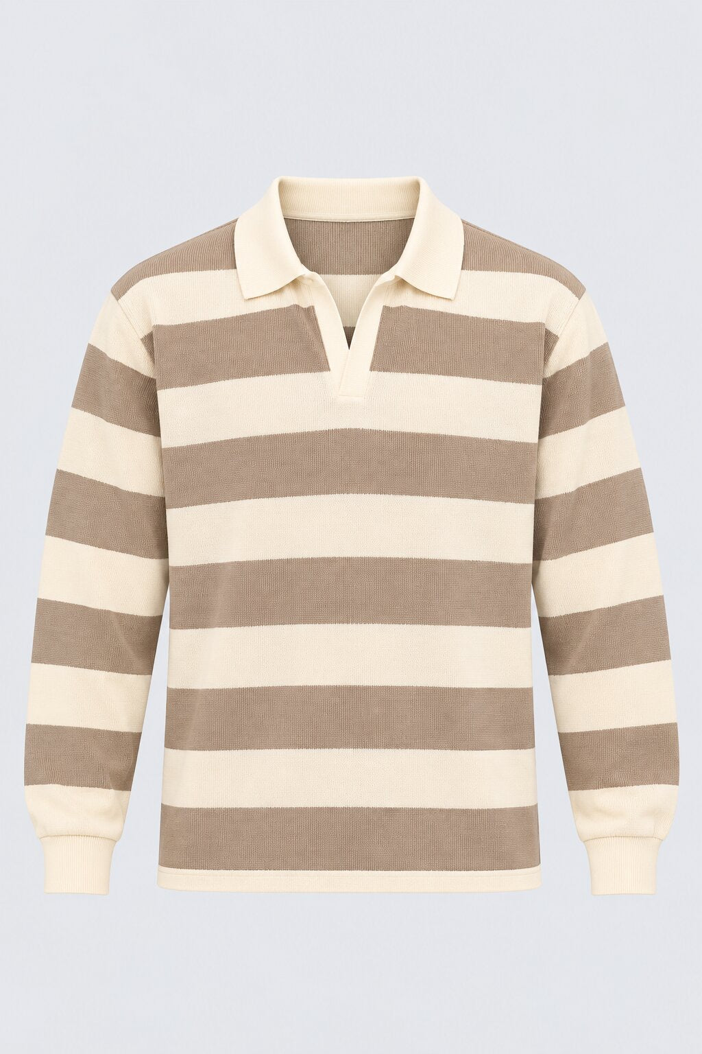 Mens Regular Fit Beige Striped Sweatshirt - Image 7