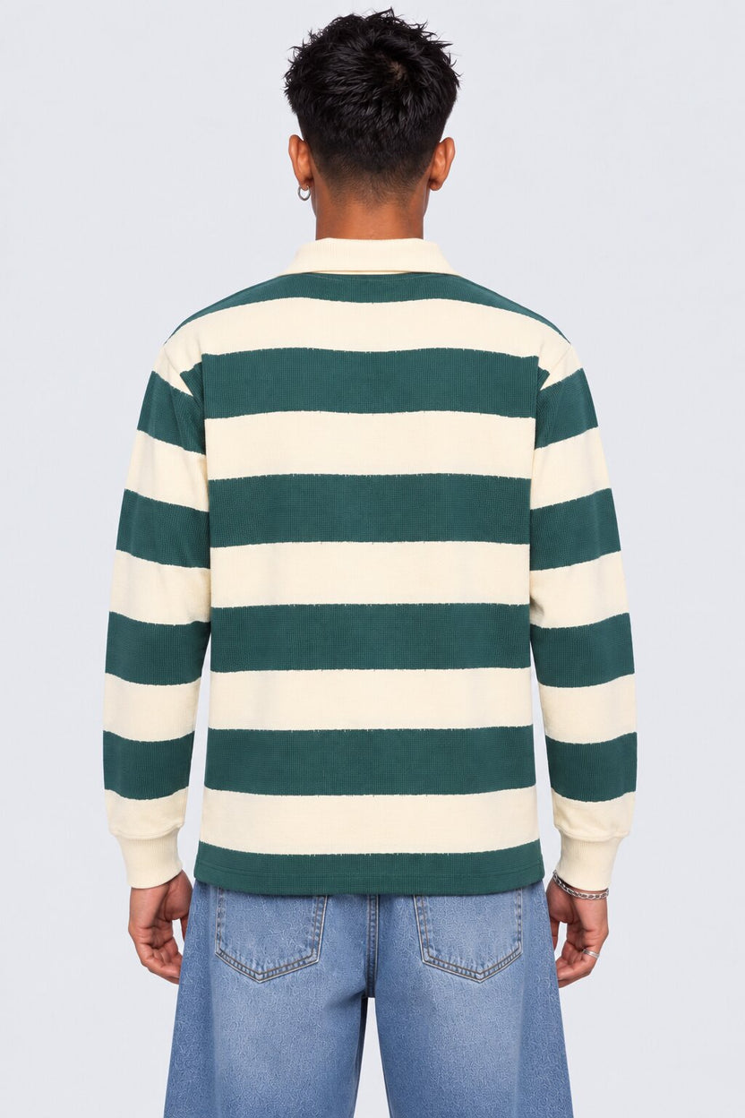 Mens Regular Fit Teal Striped Sweatshirt - Image 4