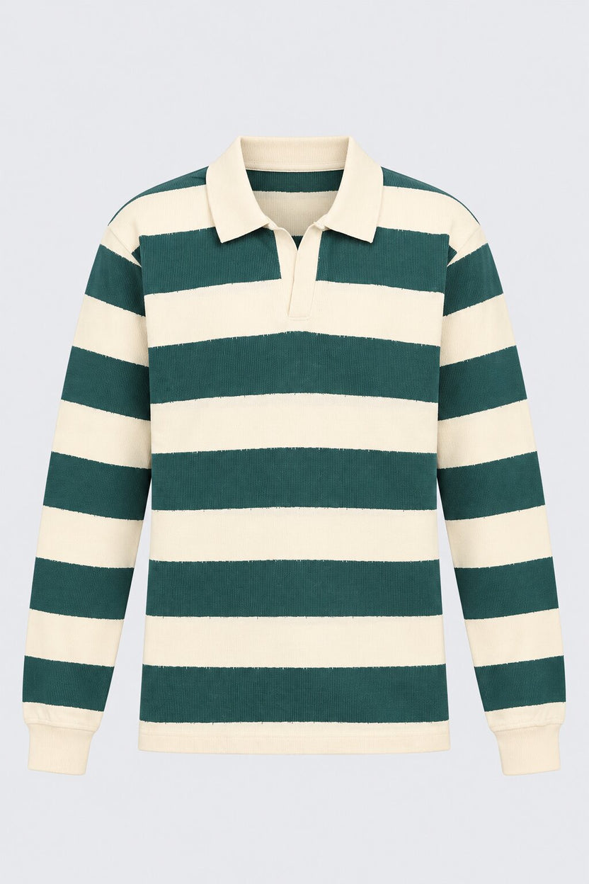 Mens Regular Fit Teal Striped Sweatshirt - Image 6