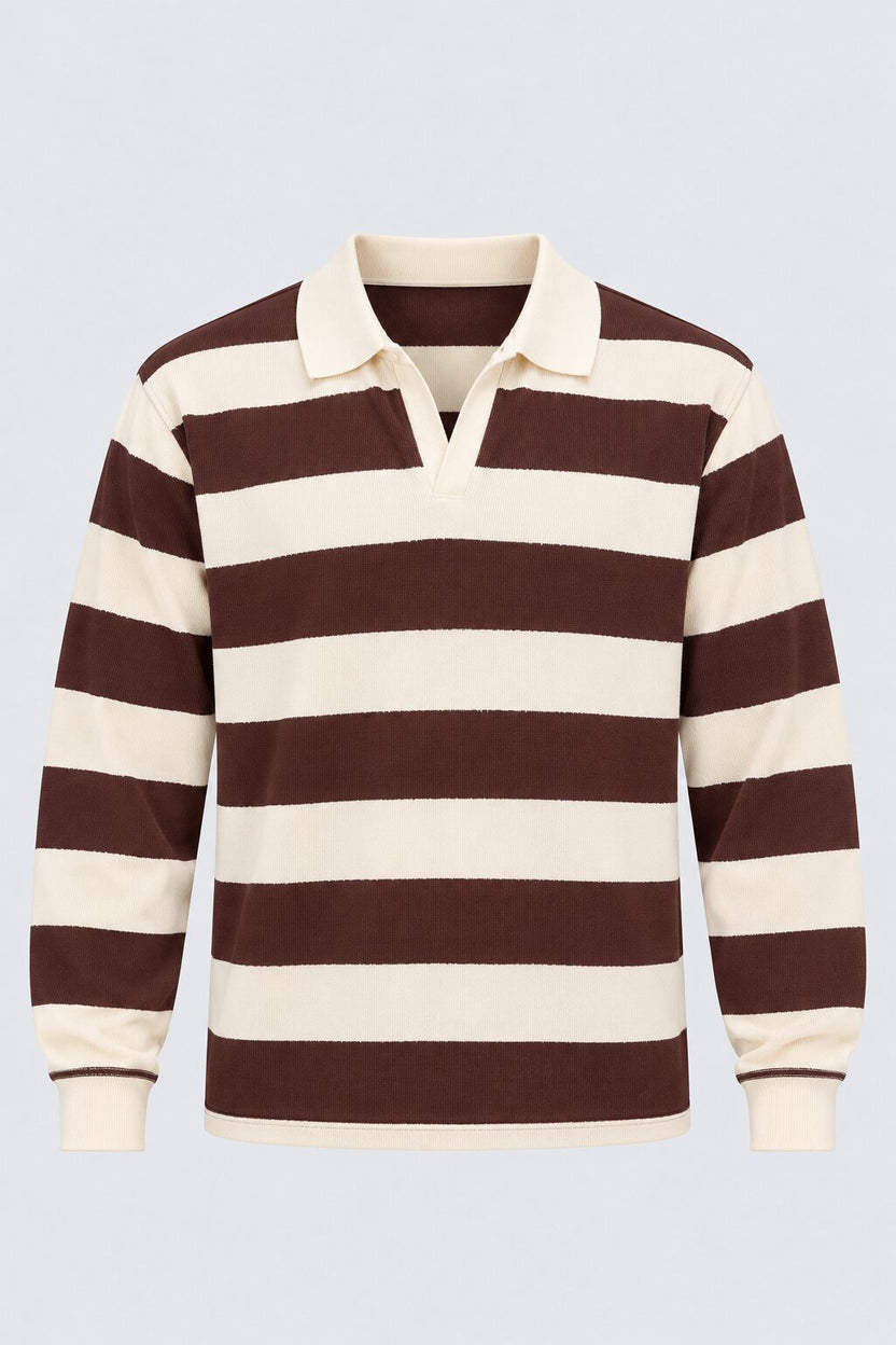Mens Regular Fit Brown Striped Sweatshirt - Image 7