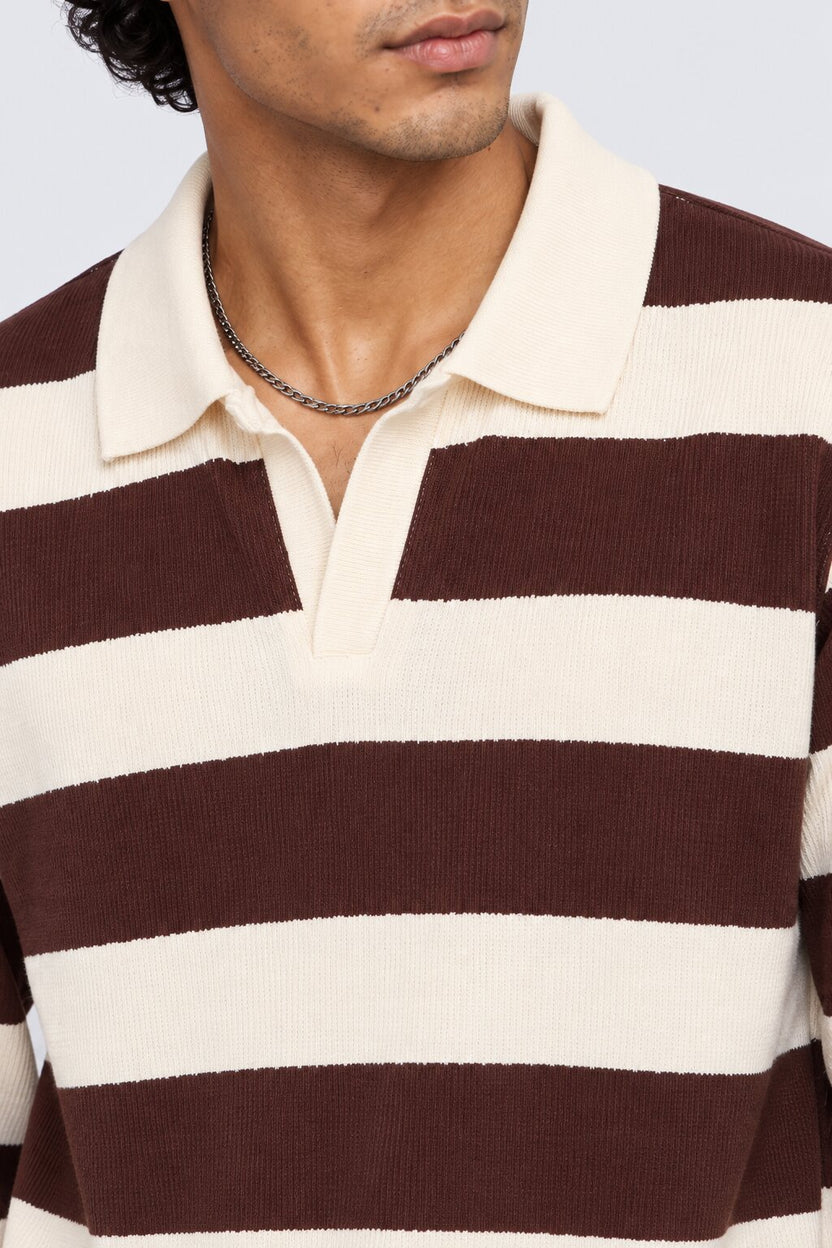 Mens Regular Fit Brown Striped Sweatshirt - Image 8