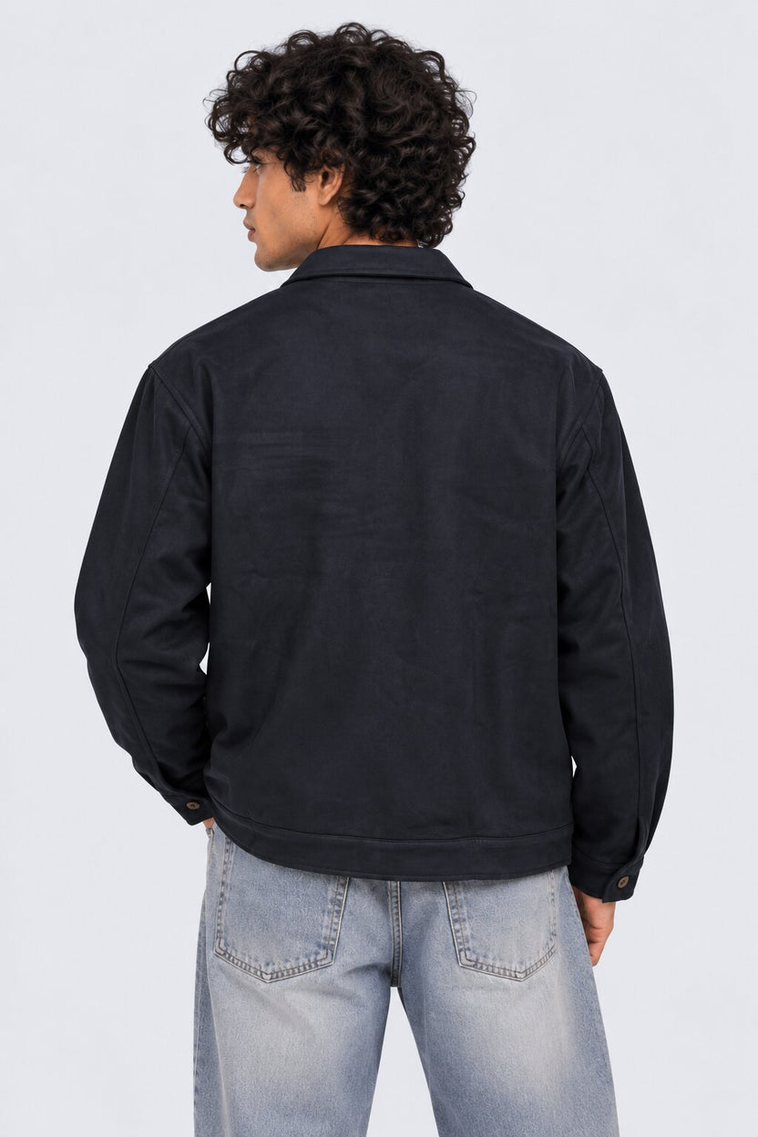 Mens Relaxed Fit Navy Utility Pocket Shaket - Image 5