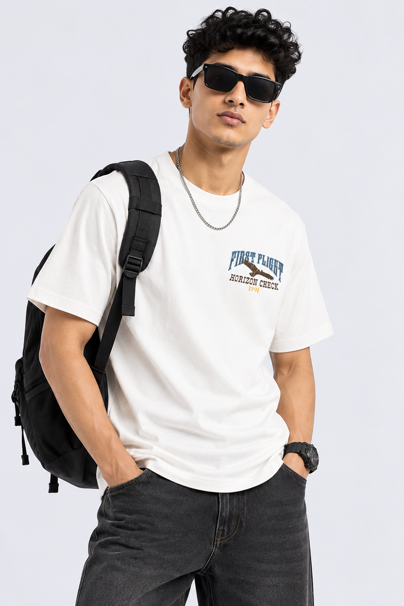 Mens Off-White Graphic Back Printed T-Shirt - Image 4