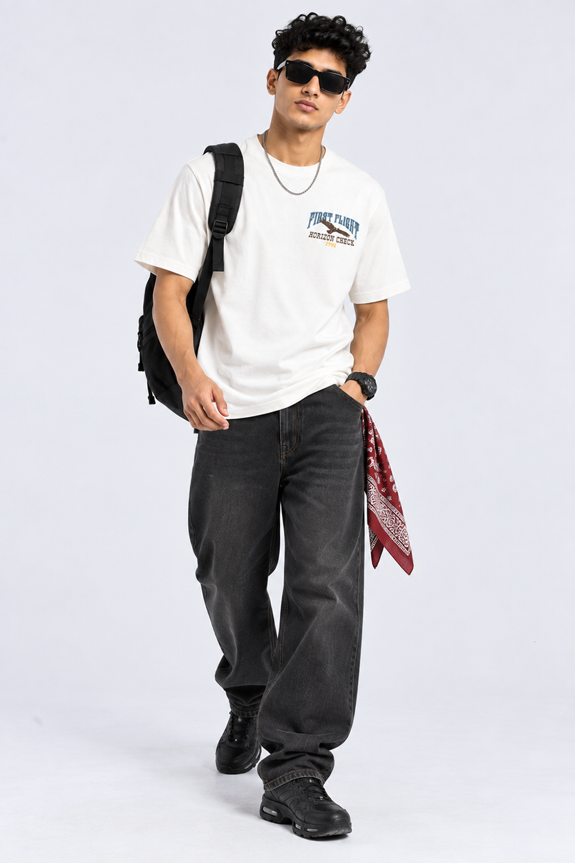 Mens Off-White Graphic Back Printed T-Shirt - Image 6