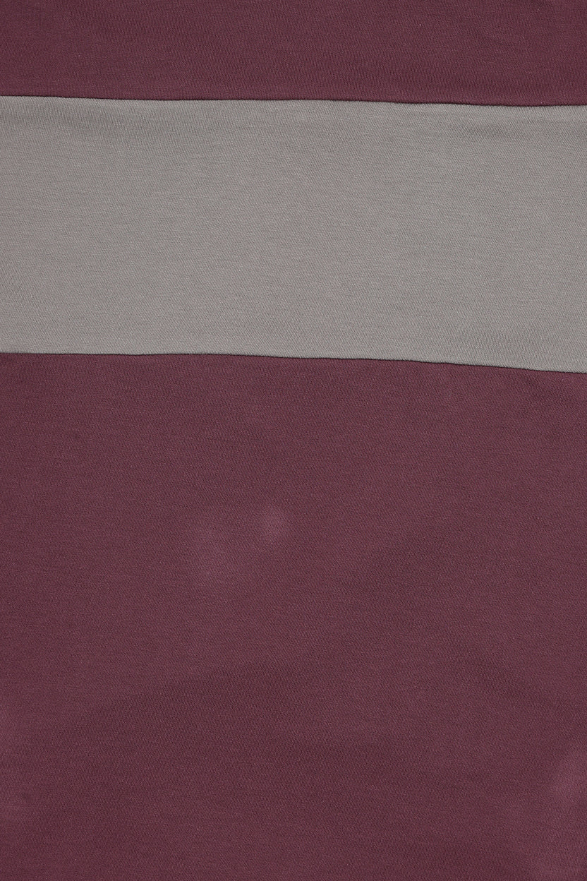 Mens Wine Colourblocked Crew Neck T-Shirt - Image 7
