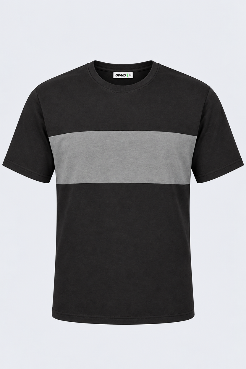 Mens Charcoal Colourblocked Crew Neck T-Shirt - Image 7