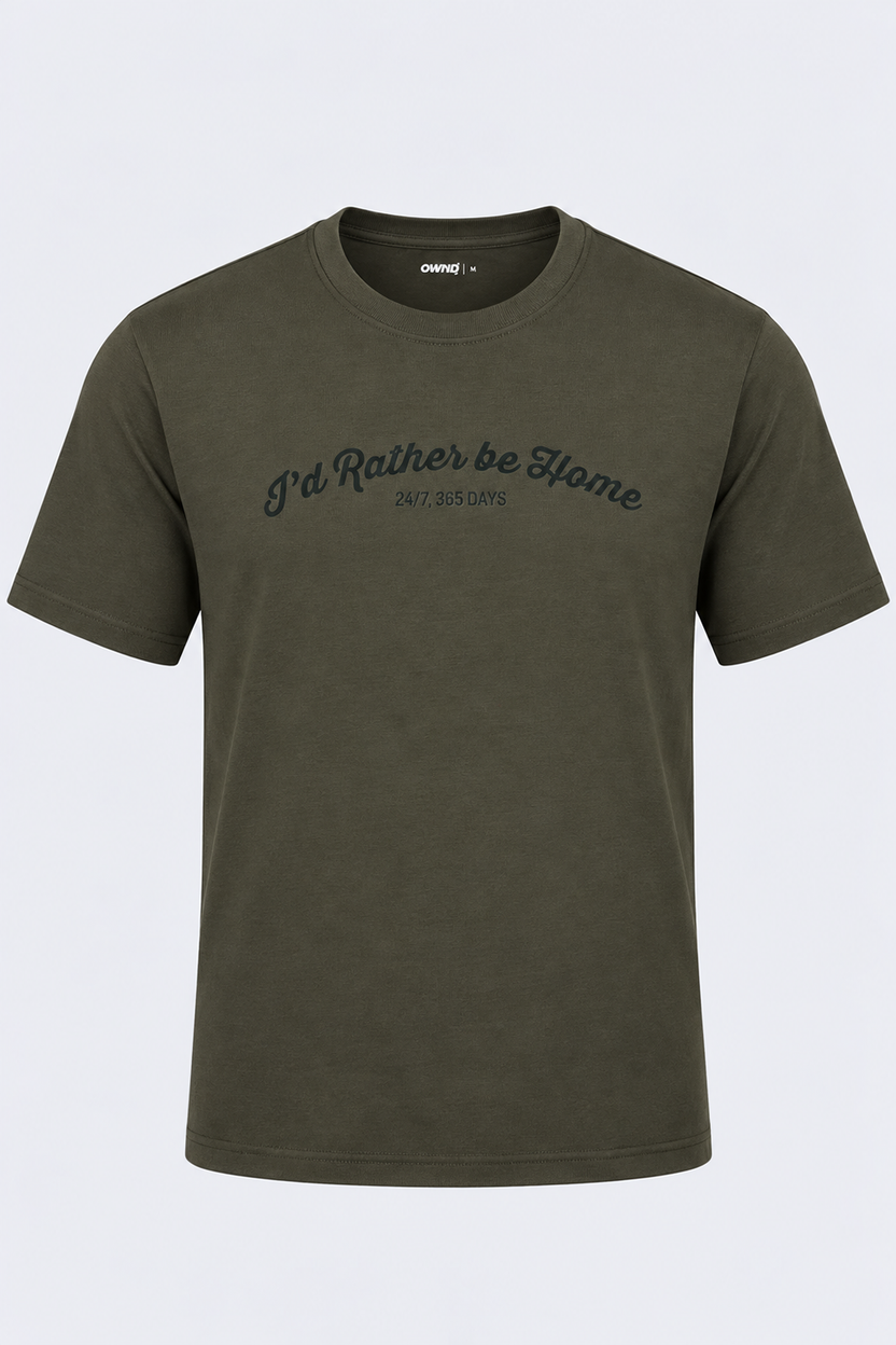 Mens Olive Typography Printed T-Shirt - Image 6