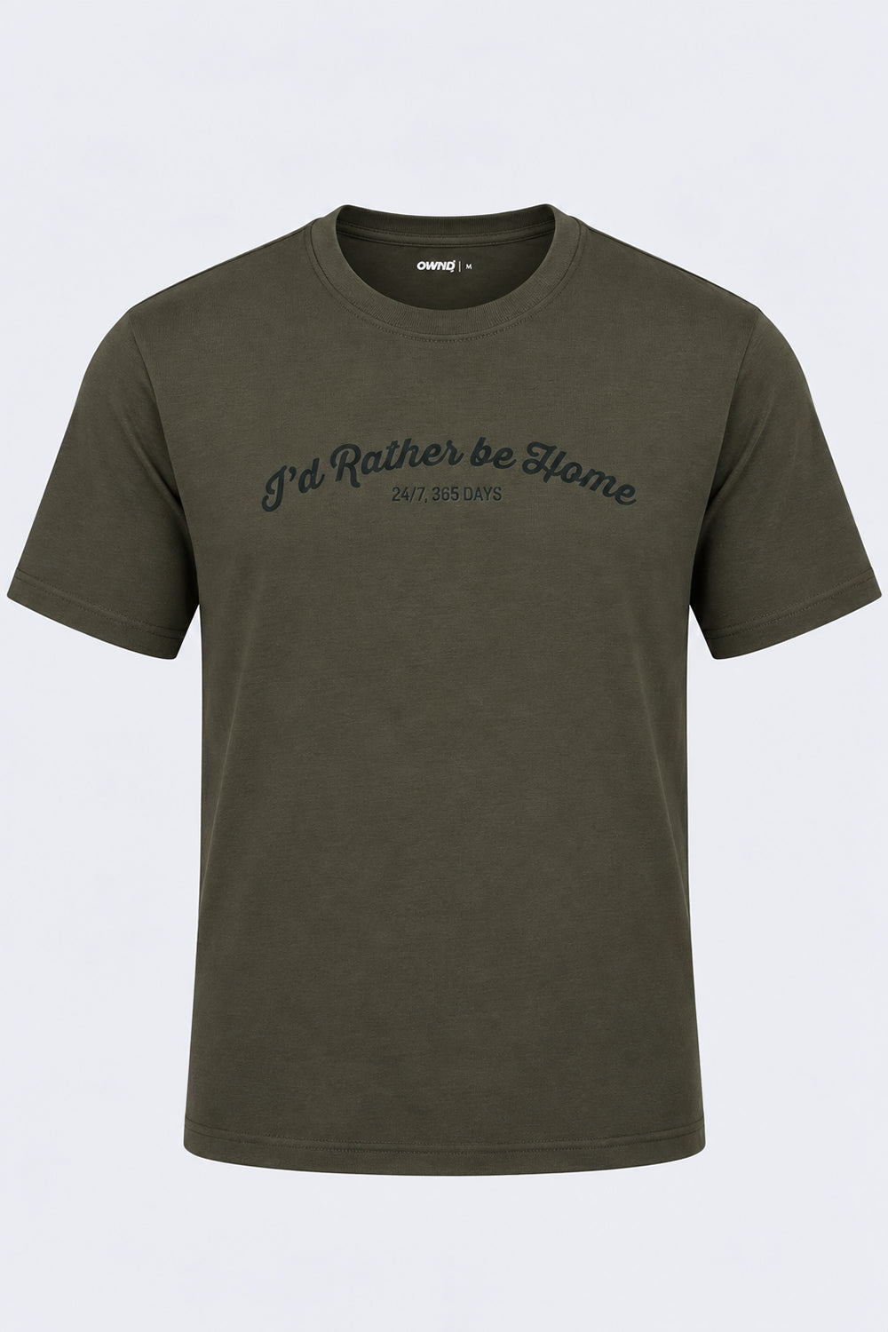 Mens Olive Typography Printed T-Shirt - Image 6
