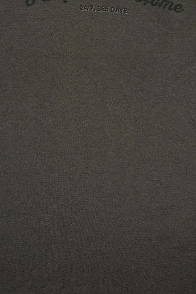 Mens Olive Typography Printed T-Shirt - Image 7
