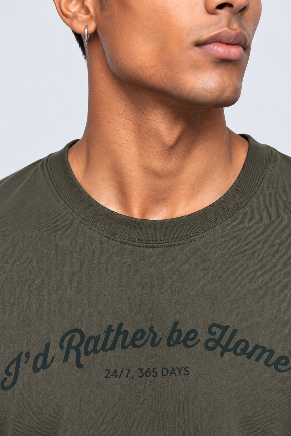 Mens Olive Typography Printed T-Shirt - Image 8
