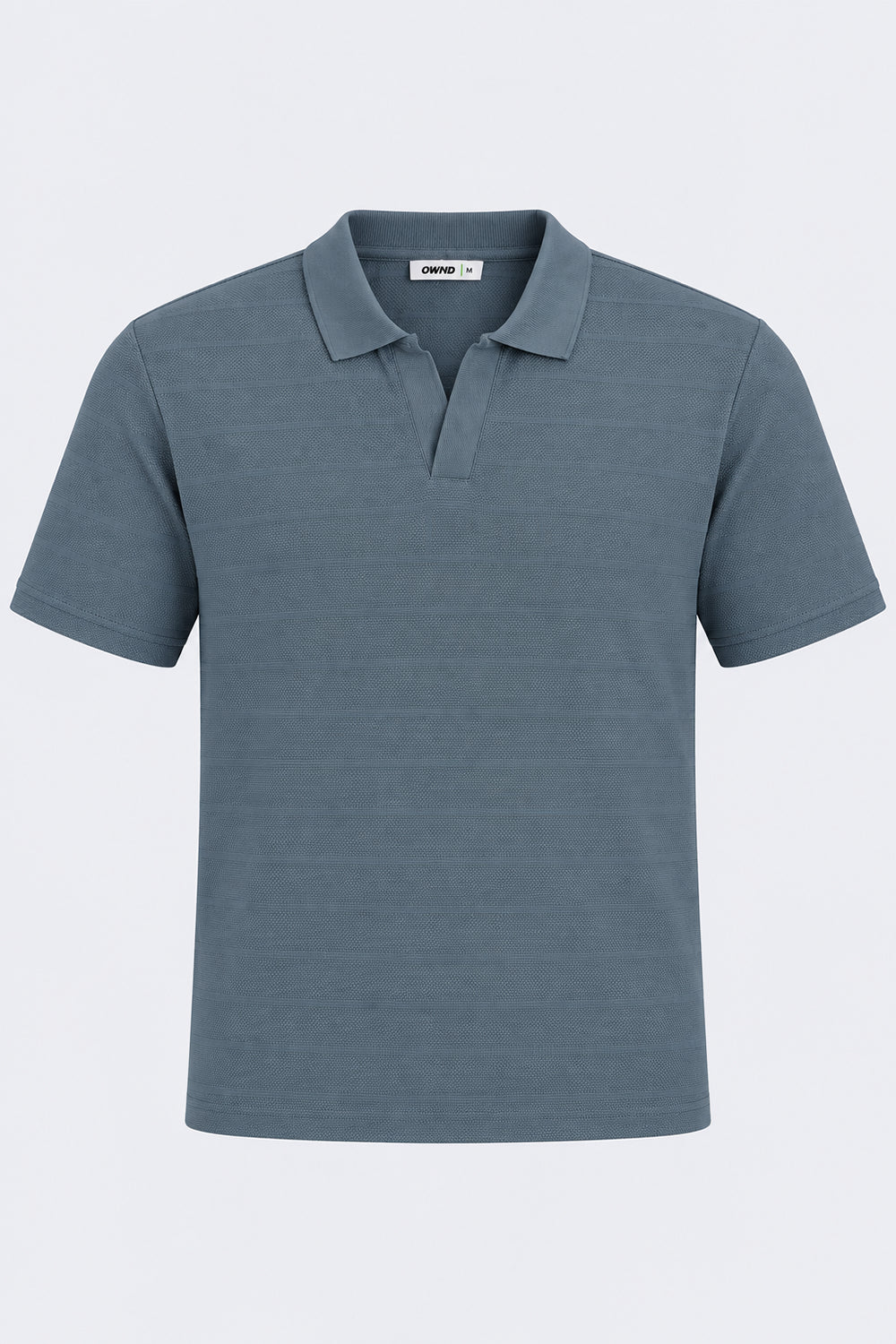 Mens Blue Textured Polo T-Shirt - Image 7