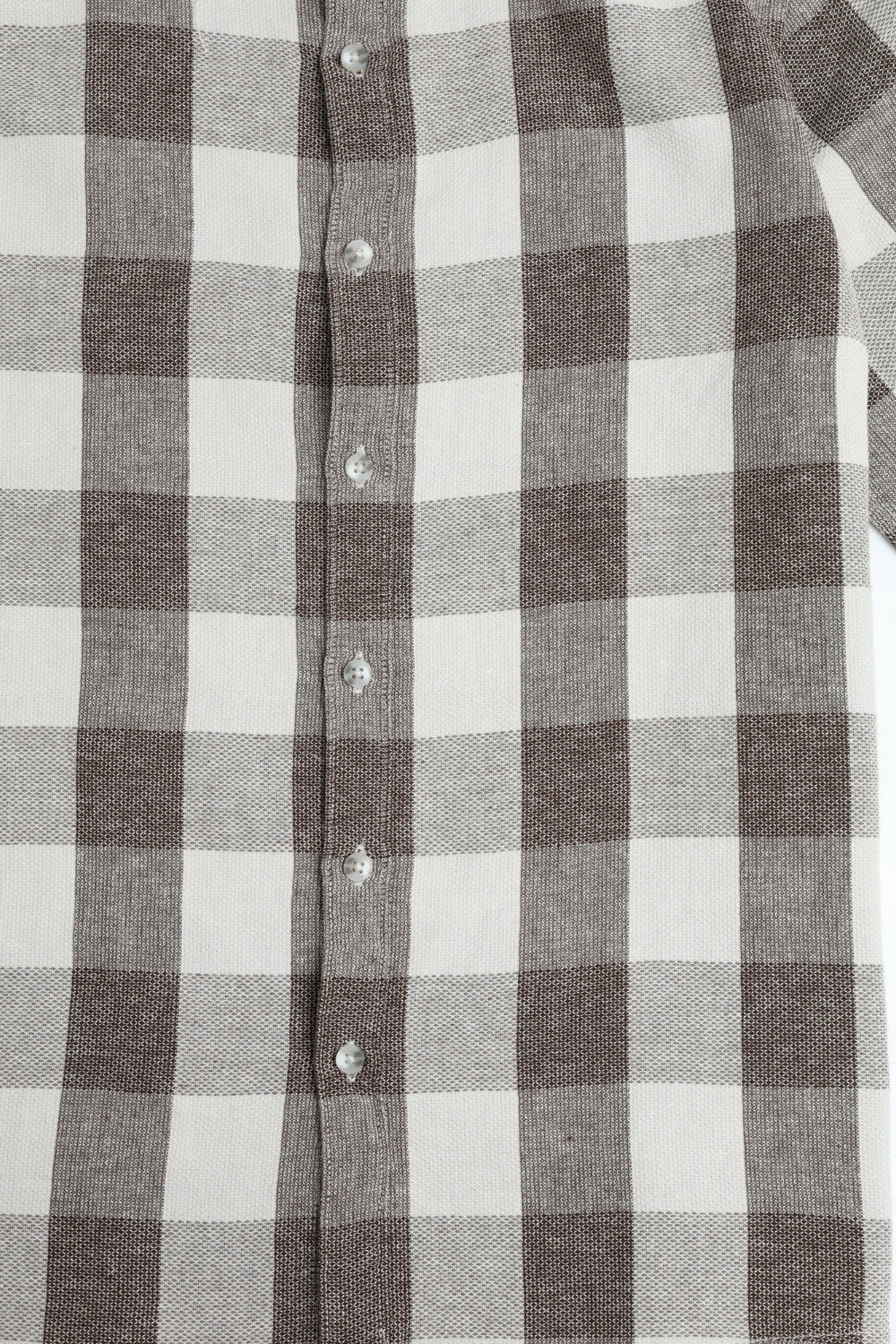 Mens Light Brown Checked Casual Cotton Shirt - Image 8