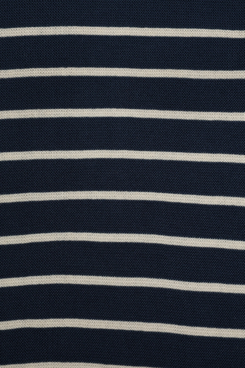 Mens Navy Striped Cotton Blend T-Shirt - Image 8