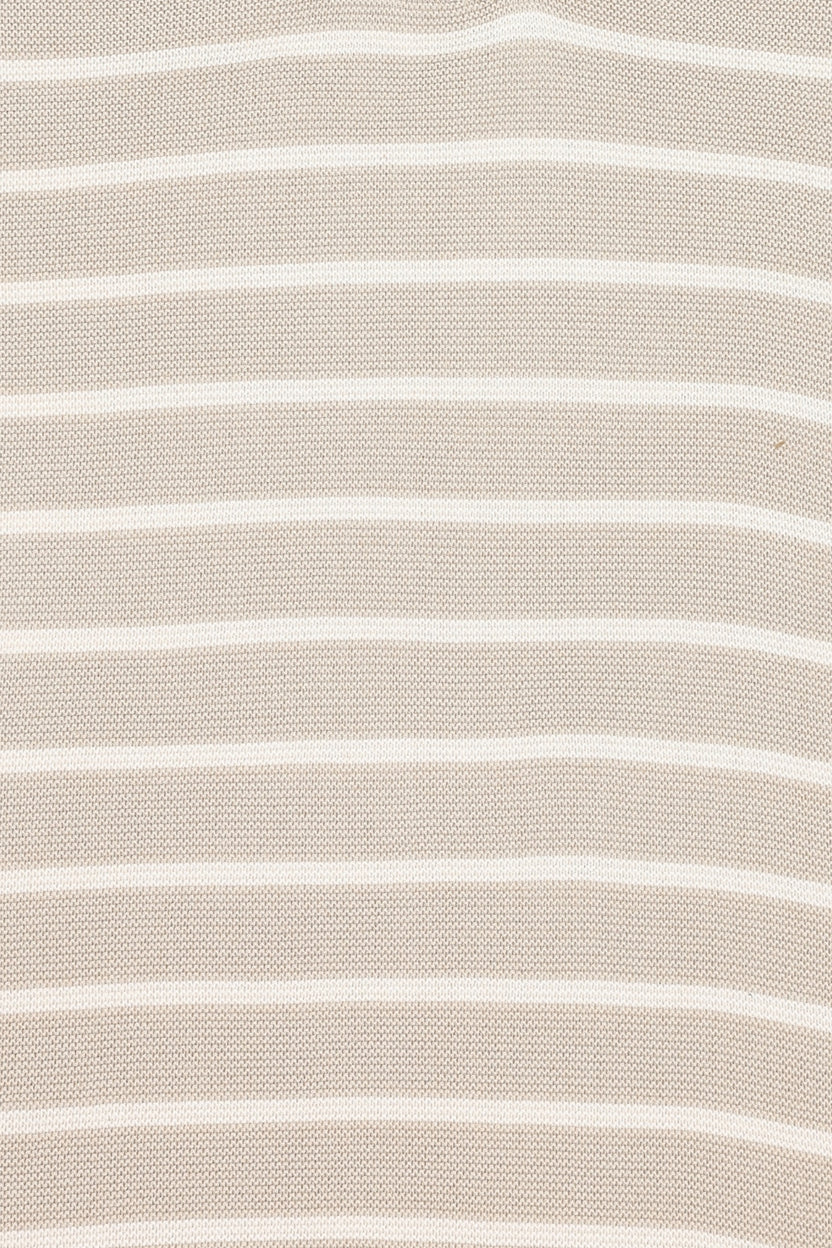 Mens Beige Striped Cotton Blend T-Shirt - Image 8