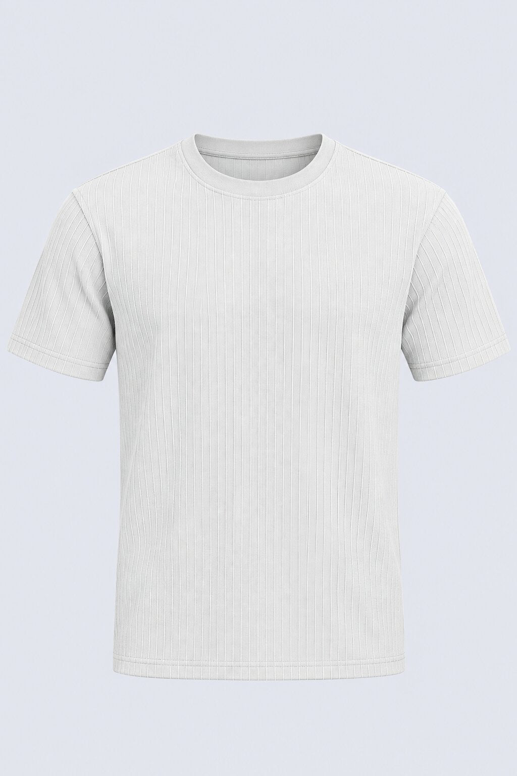 Mens Grey Textured Ribbed Cotton Blend T-Shirt - Image 7