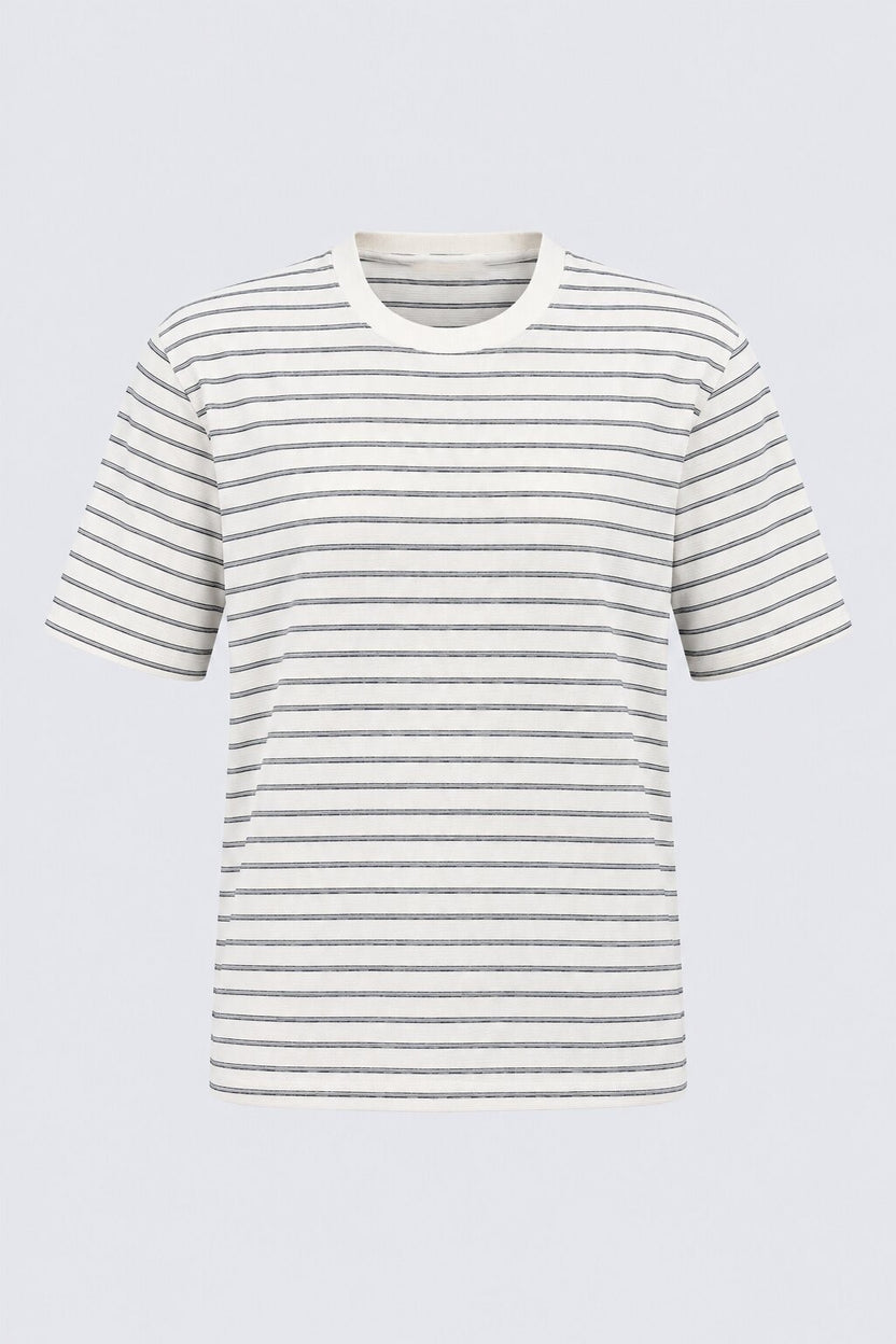 Mens White Striped Crew Neck T-Shirt - Image 7