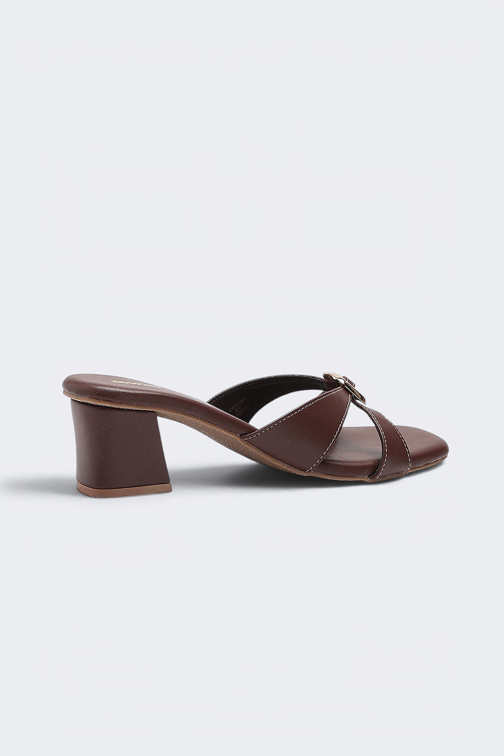 Womens Maroon Buckle Detail Block Heels - Image 3