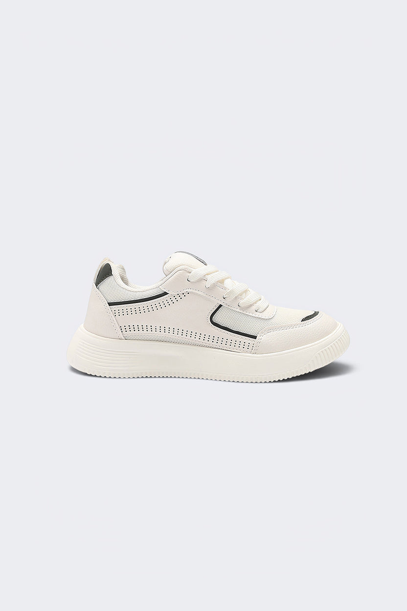 Women Green Lace-Up Chunky Sole Sneaker - Image 2