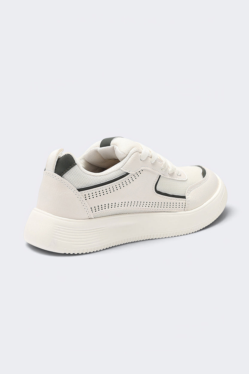 Women Green Lace-Up Chunky Sole Sneaker - Image 3