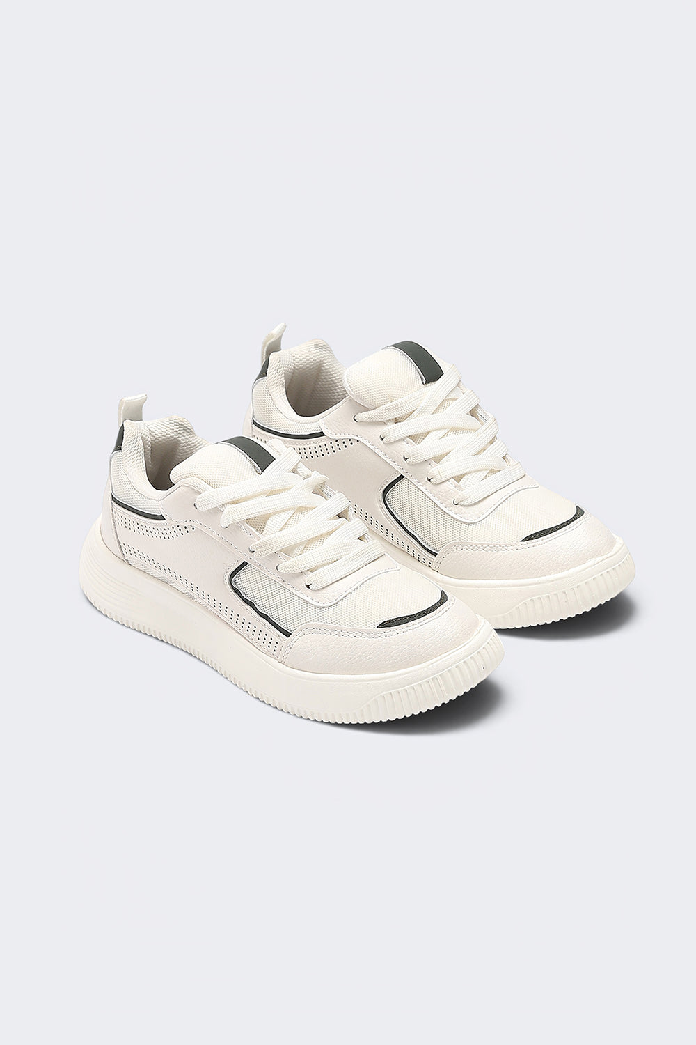 Women Green Lace-Up Chunky Sole Sneaker - Image 6