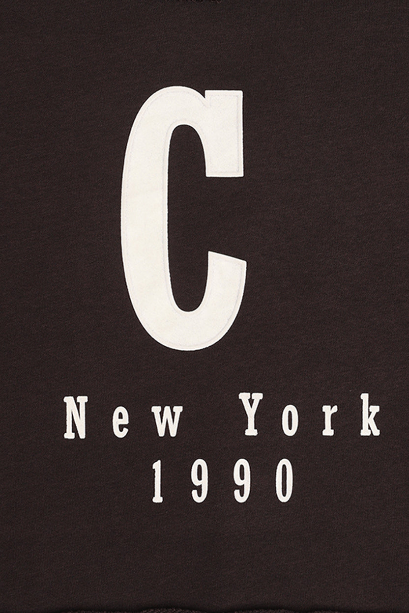 Womens Oversized Brown Typography Print Crop Sweatshirt - Image 7
