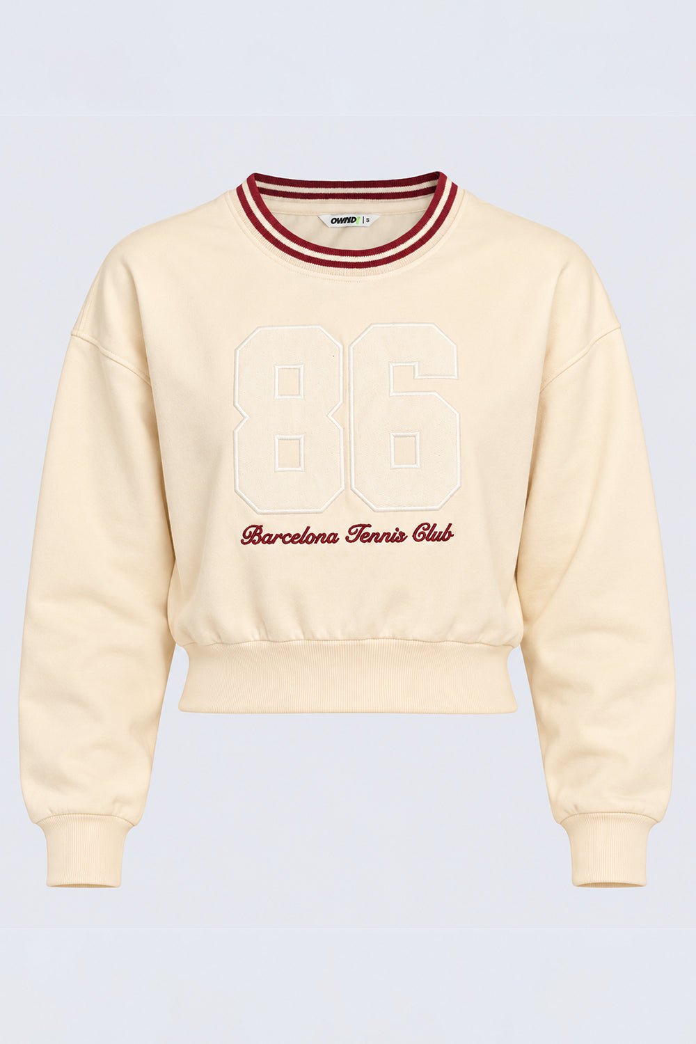 Womens Oversized Cream Typography Print Crop Sweatshirt - Image 7