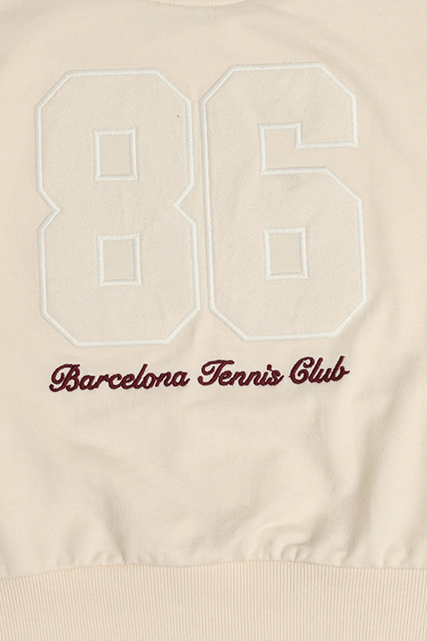 Womens Oversized Cream Typography Print Crop Sweatshirt - Image 8