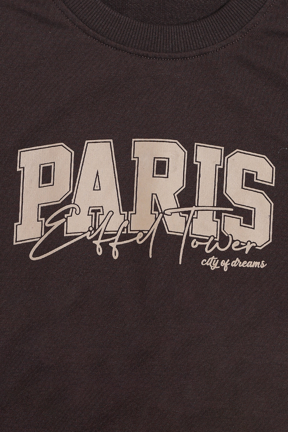 Womens Oversized Brown Typography Print Crop Sweatshirt - Image 7